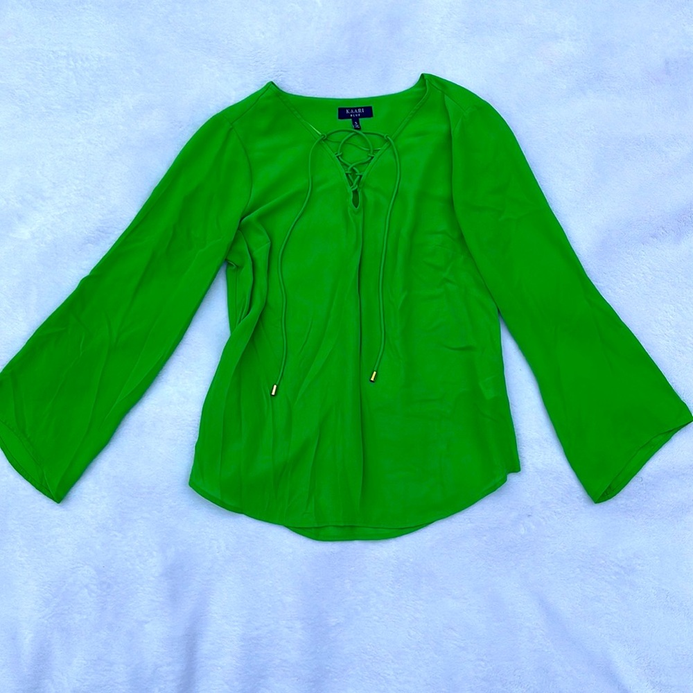 Kaari Blue green dress shirt Size S